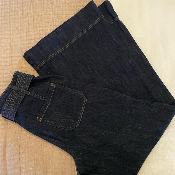 Pilcro wide leg button front trouser jeans, dark denim from Anthropologie - Picture 2 of 7